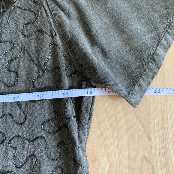 Tradition collection vintage 90s boho embroidered green short sleeve top - Picture 7 of 8